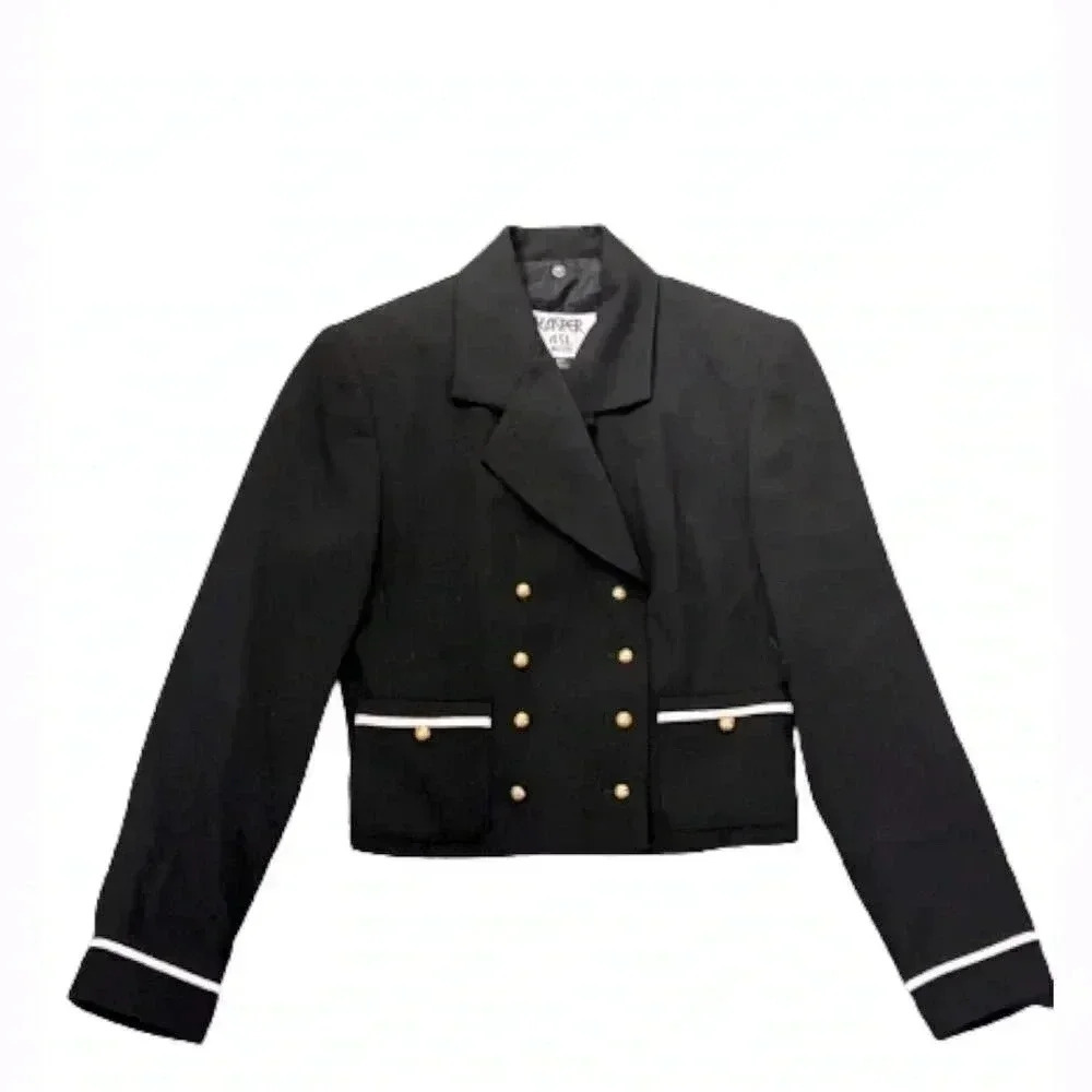 Kasper‎ Vintage Cropped Blazer Black & White Double Breasted Sailor Style…